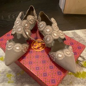 Tory Burch suede embellished flats